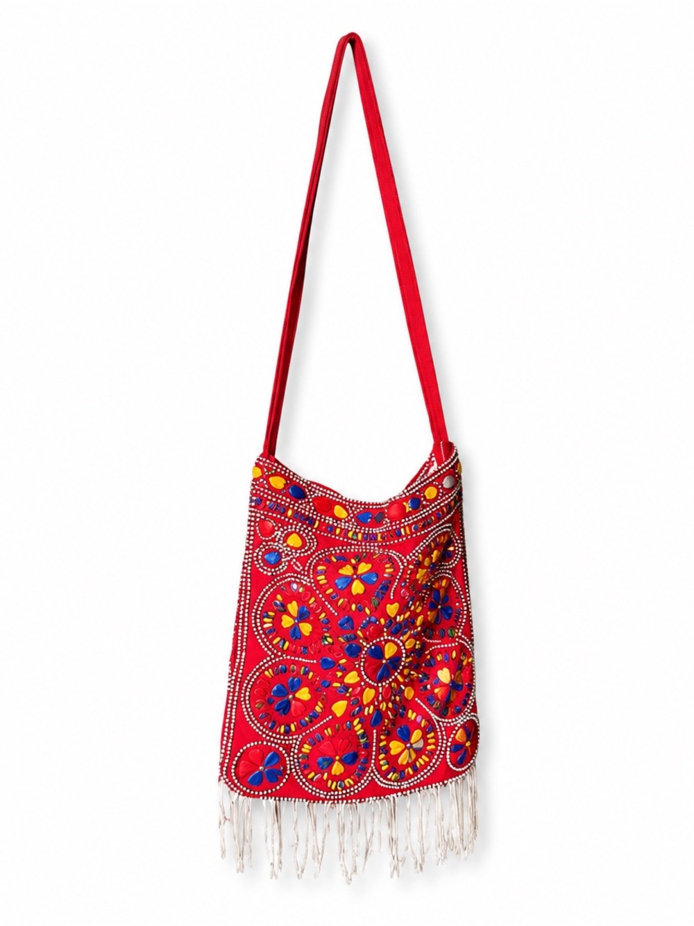 Vintage Beaded Red Crossbody Bag | Hong Kong | Boho Festival Fringe Purse